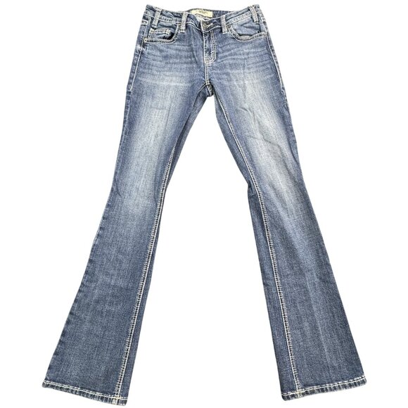 Rock And Roll Denim - Rock & Roll Denim Womens Blue Jeans Mid Rise Riding Bootcut Leg Cowgirl W26 L36